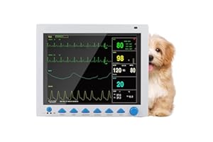 Portable Vet Patient Monitor, 4800 Sets of Blood Pressure Data Storage, Multiparameter ICU Machine Animal Monitor for Dog, Ca