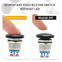 STARELO 19mm Momentary Push Button Switch Mushroom