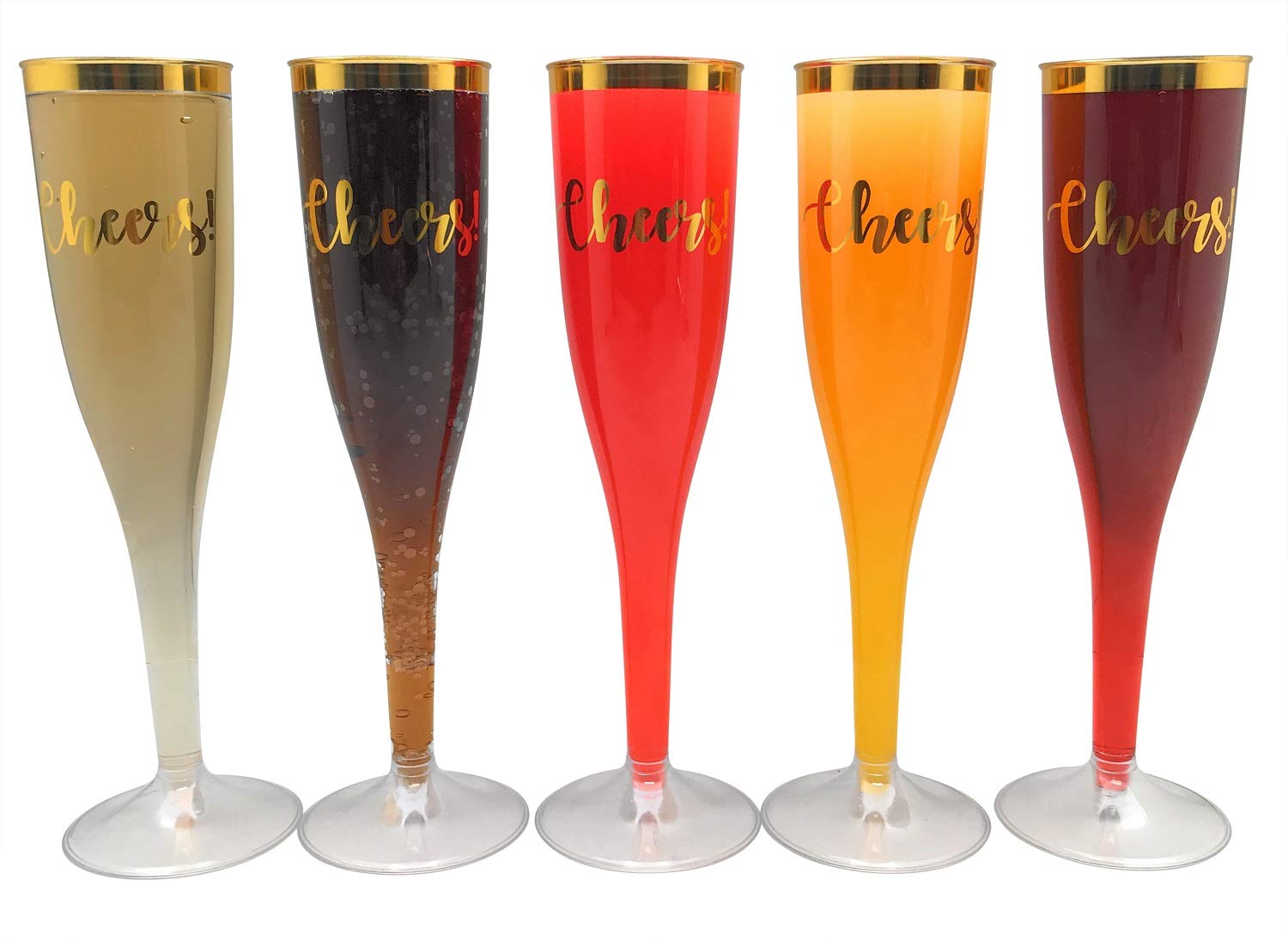 Photo 1 of Oojami 30ct Gold Rimmed Plastic Champagne Flutes – “Cheers!” Design Disposable Toasting Glasses for Weddings, Engagements, Parties Elegant Bulk Pack for Celebrations & Special Events