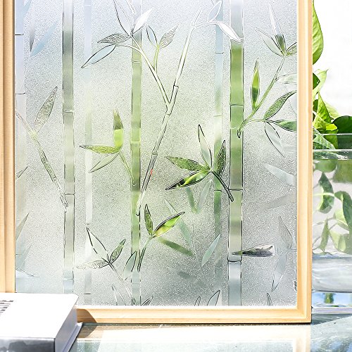 Homein Window Film Privacy, 3D Crystal Clear Bamboo Decorative Stained