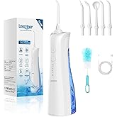 Leominor Water Dental Flosser - 5 Modes Cordless Portable Oral Irrigator, IPX7 Waterproof, Rechargeable Teeth Cleaner Upgrade Datchable Tank Professional Flossing Cleaning Pick for Home Travel (White)