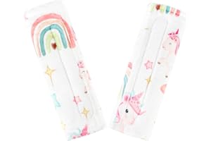 PEA POD Baby Car Seat Strap Cover 2 Pack Unicorn Car Seat Straps Shoulder Pads, Seat Belt Cushions Pads for Infant Car Seats, Stroller, Pushchair