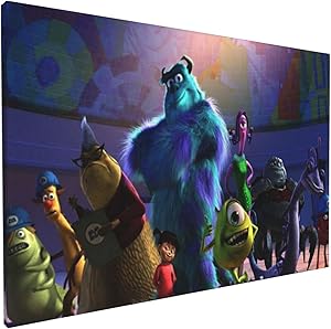 GLBlife Monsters Inc Paintings 3D Printed Posters Canvas Wall Art Bedroom for Office Decor Pictures Painting 12x18in