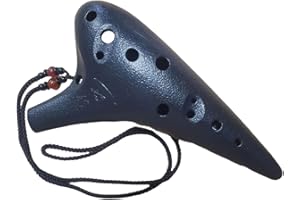 Bravura 12 Hole Ocarina – Alto C – Black Durable Plastic - Sweet Potato flute – Focalink - Easy to play - Perfect for First T