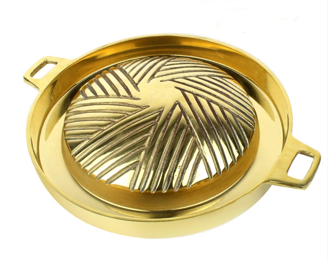 Photo 1 of Cozinest Mookata Brass Grill Pan Thai Korean Japanese Style BBQ Grill Steak Hot Pan Nonstick Indoor/Outdoor Cooking 11in.