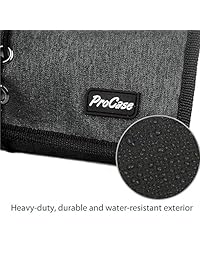ProCase - Organizador para viaje de equipo. Bolsa para organizar los accesorios electrónicos. Estuche de viaje para ordenar los cables. Botiquín y bolsa de cosméticos, Negro