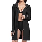 WOWENY UPF 50+ Swim Cover Up Beach Jacket for Women SPF Sun Protection Hoodie Lightweight Long Shirt Swimsuit Coverup