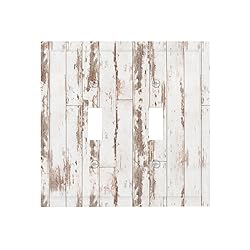 White Grey Wood 2 Gang Double Toggle Light Switch