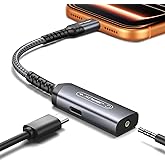 JSAUX USB C to 3.5mm Audio Jack Adapter+USBC Input, 2-in-1 USB C Headphone Adapter with PD 60W Fast Charging, Type C to Aux C