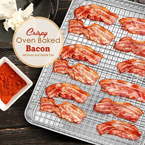 Stainless Steel Baking Sheet with Rack Set, Efar 16”x12” Cookie Sheet