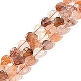 Natural Angel Amphibole Phantom Quartz Heart Shape Faceted 12mm Beads Crystal Loose Beads for Jewelry Making DIY Necklace Bracelet Accessories 15 inch