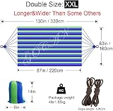 GOCAN Brazilian Double Hammock 221x165 cm 330 cm Total 500 lb Blue/Green view 4