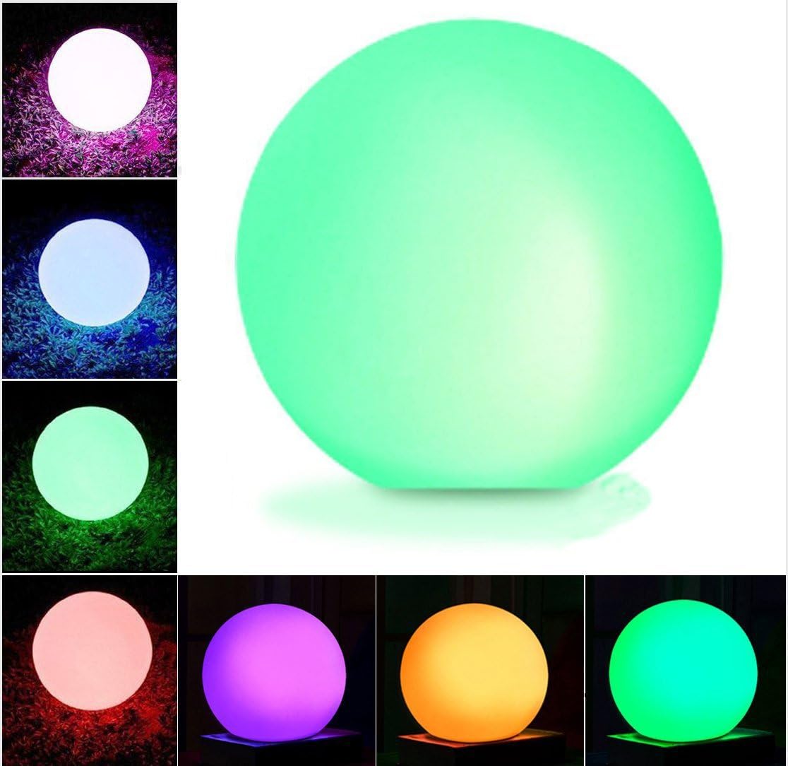 LED Lights, S7 SEVEN Dimmable LED Lamp Rechargeable Children Night Light Waterproof Swimming Pool Floating Ball Mood Light with Remote Control (30cn/11.81inch)