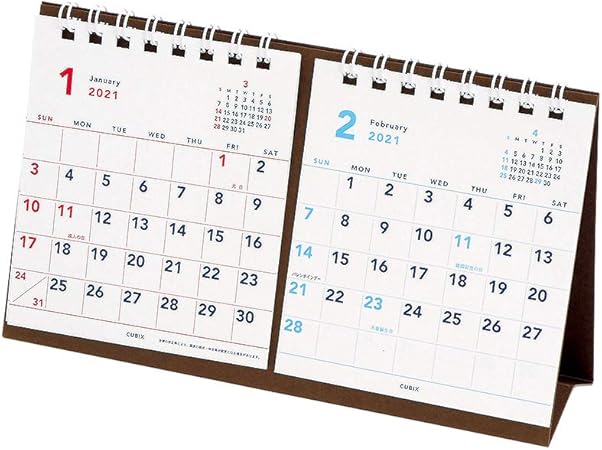 Amazon エムプラン キュービックス 21年 カレンダー 卓上 ベーシック プチ 2か月 3406 01 ヨコ18 5 タテ11cm 文房具 オフィス用品 文房具 オフィス用品