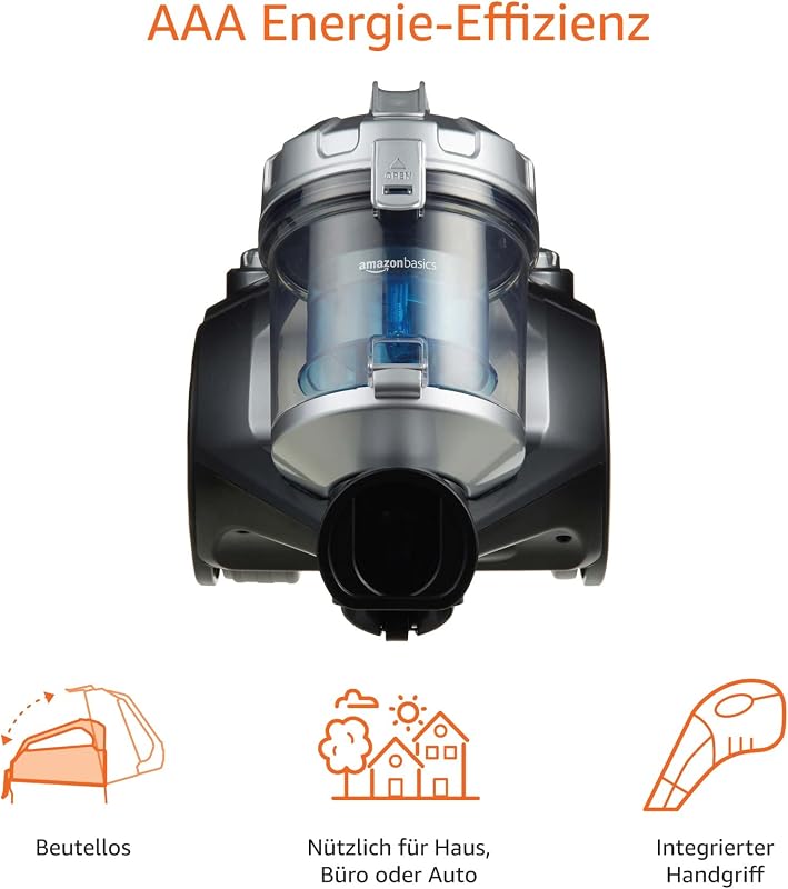 Zylinder-Staubsauger, leistungsstark, kompakt und leicht, ohne Beutel, für Hart- und Teppichböden, HEPA-Filter, 700 W, 1,5 l, EU, Schwarz/Blau — Foto 2 von 8