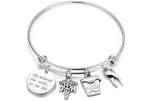 ENSIANTH Dental Hygienist Bracelet She Believed She Could so She Did Bracelet Graduation Gift for Dental Assistant,Dental Jewelry Gift