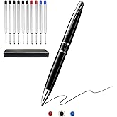 Shiduode Executive Ballpoint Pens Set ,10 Pcs Refills of 3 Ink Colors, Luxury Acrylic & Metal Retractable Rollerball Pens, Smooth Writing Office Pens for Business, Teachers, Professionals(Black)