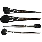 Anshute Natural Goat Hair Makeup Brushes Set of 4, Face Brushes, Professional Natural Hair Cosmetic Brushes, Beech Wood Handle. Super Soft Bristles, Variety of Brushes.