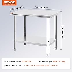 Vevor Stainless Steel 900x600x800 mm Commercial