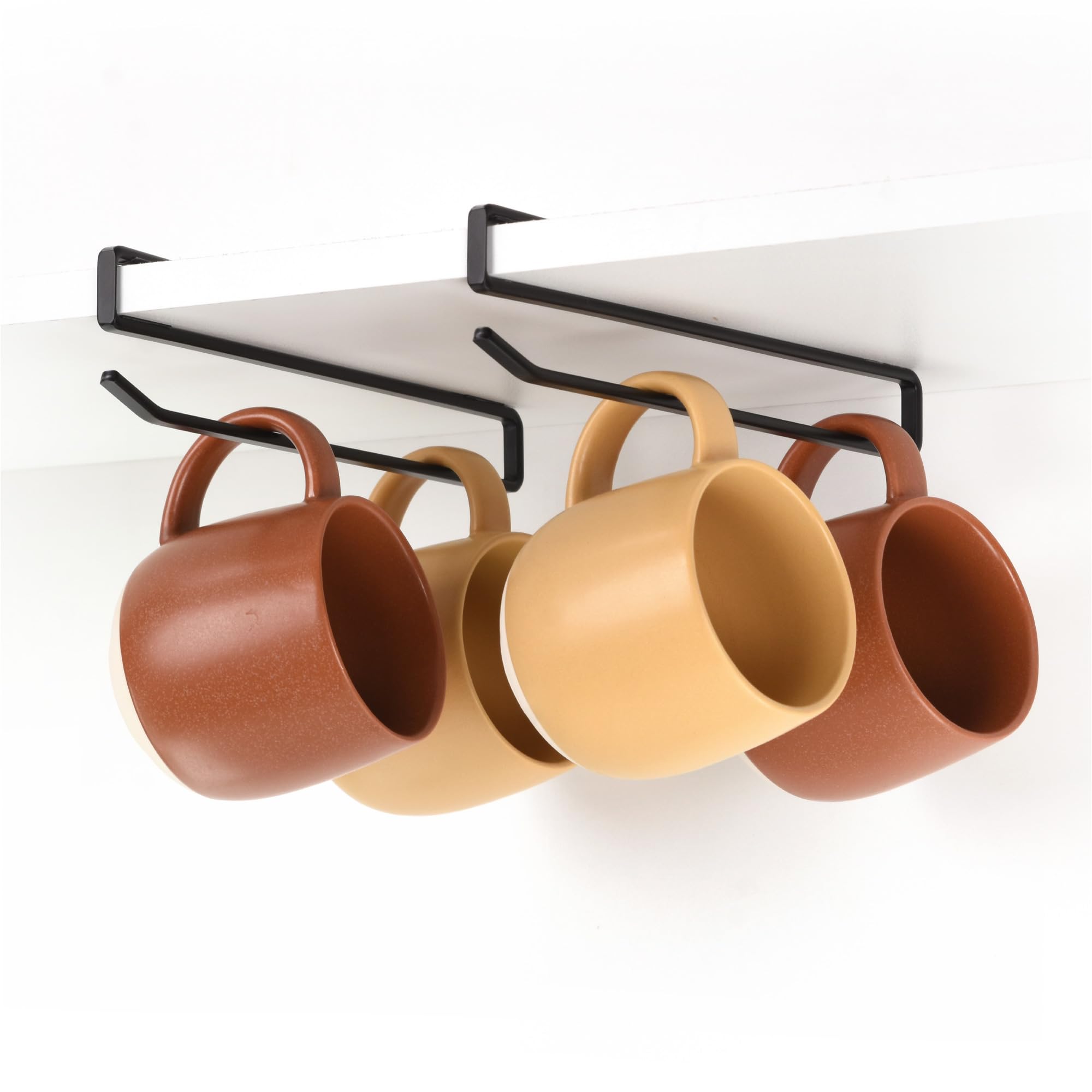 Photo 1 of xympo Coffee Mug Hanger for Cabinet, Clip-On Shelf, for Cups, Utensil, Tumbler Lid, Screwless Install (Pack of 2), Fits Shelves up to 3/4"
