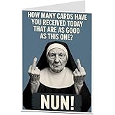 LimaLima Funny Rude Birthday Card – Hilarious Nun Joke Card for Men or Women – Offensive Adult Humor Greeting for Friends, Hi