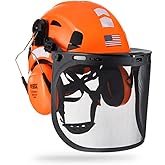 Forestry Safety Helmet Chainsaw Helmet with Mesh Face Shield and Ear Muffs 3 in 1 Forestry Hard Hat