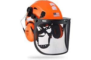 GREEN DEVIL Forestry Safety Helmet Chainsaw Helmet with Mesh Face Shield and Ear Muffs 3 in 1 Forestry Hard Hat