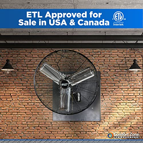 Comfort Zone CZVHW30 30” 2Speed High Velocity Industrial Wall Fan, All