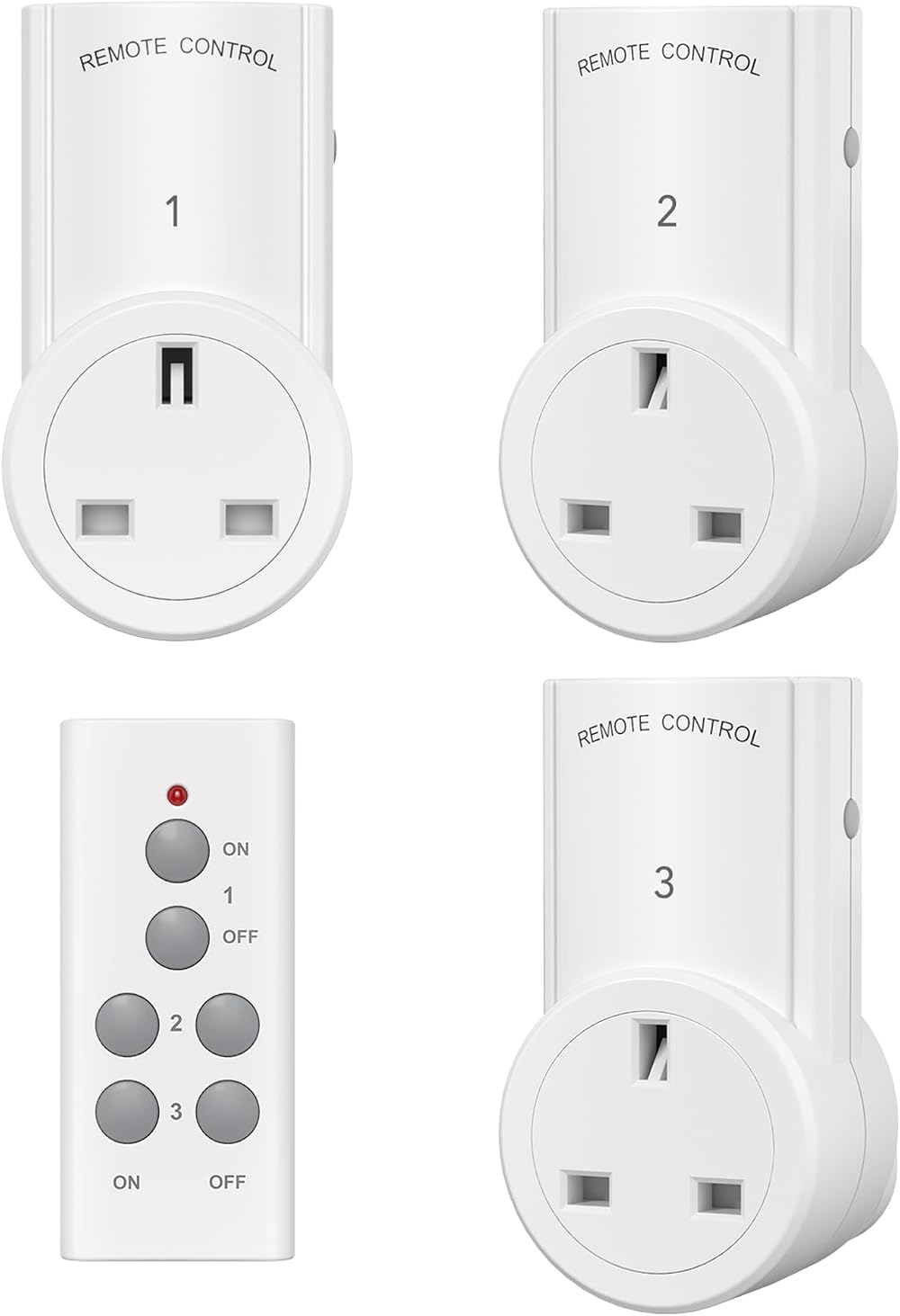 HBN Remote Control Plug Socket 13A 3120W 100ft Range 3 Pack with 1 Remote