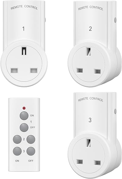 HBN Remote Control Plug Socket 13A 3120W 100ft Range 3 Pack with 1 Remote