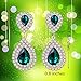 Womens Rhinestone Crystal Wedding Link Bracelet Teardrop Drop Earrings Jewelry Set