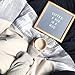Changeable Gray Felt Letter Board with 340 Letters, Numbers & Emojis | 10x10 Inches Oak Wood Frame, Wall Mount Hook & Wooden Stand | BONUS Canvas Storage Bag | By Felt with Words