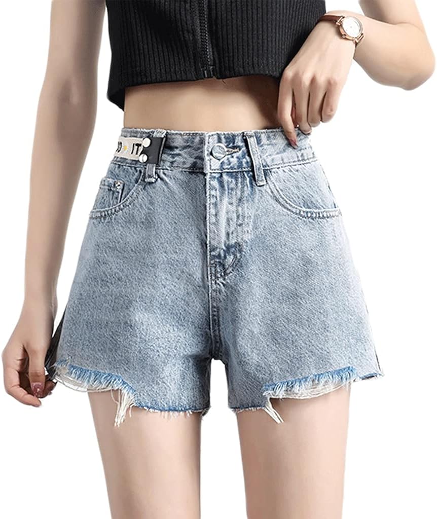 Lightcolored Ripped Denim Shorts Women's Summer Thin Loose Loose Hem