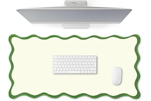 Hahafelt Scalloped Desk Mat Large Scalloped Piping Cute Desk Mat Aesthetic Preppy Table Pad Large Nonslip Pad with Edge Stitching Waterproof Gaming(Green,31.5 x 15.75 Inches)