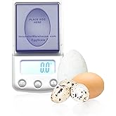 Digital Scale with Blue Backlit LCD Display - Accurate Humidity Measurement | For Chicken, Quail, Goose &amp; Other Eggs, Easy-Read Display, Compact Design, oz/g/dwt/gn Units, Egg Sizing Chart