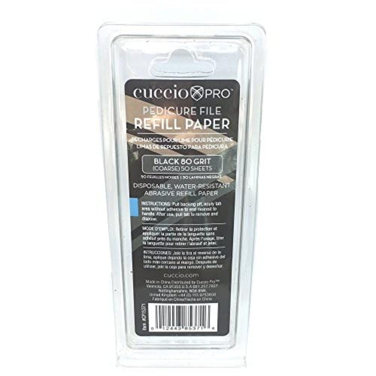 Cuccio 80 Grit Pro Pedicure File Refill Paper, Black, 50-Piece