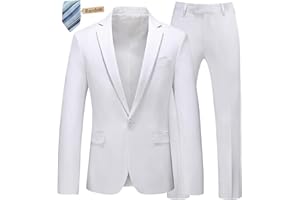 MOGU Men's Slim Fit 2-Piece Tuxedo Suit One-Button Jacket & Pants Set for Wedding, Prom, and Formal Events