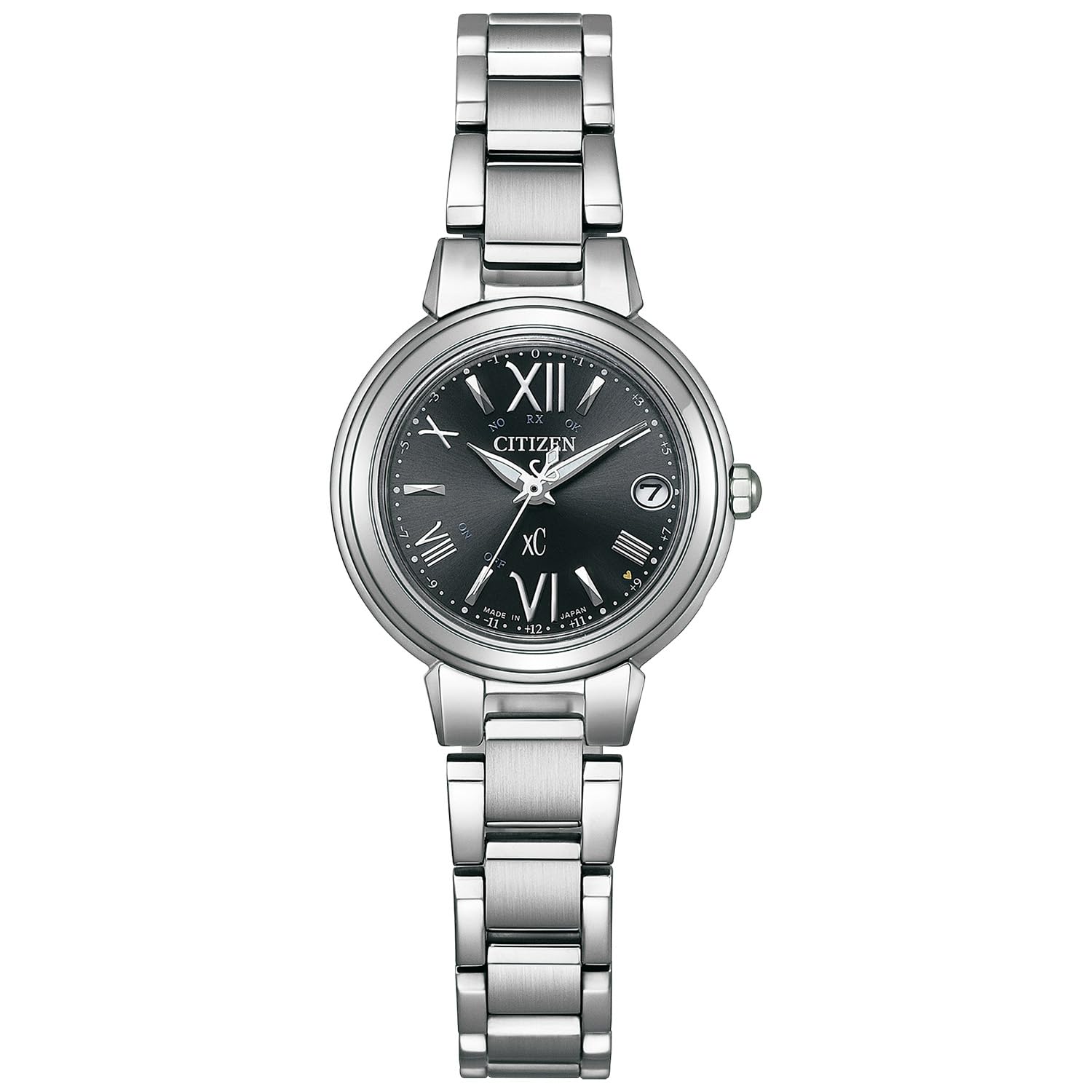 xC(クロスシー) Citizen ES9430-89E Crosssea Eco Drive Radio Watch, Waterproof, Silver, Black, Women's, Black, Bracelet Type