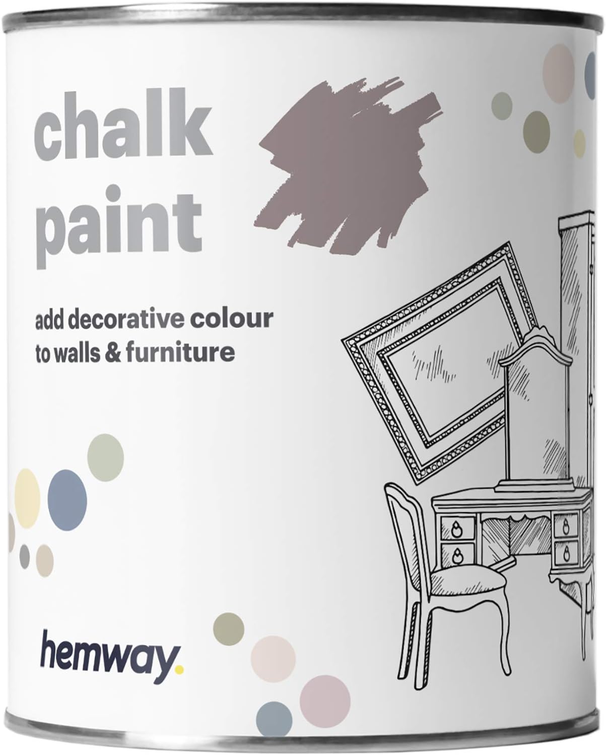 Hemway Chalk Paint Cinder Blush Pink Furniture Paint 1L, Matt Finish Shabby Chic, Chalk Furniture & Walls, Quick Dry & 1 Coat