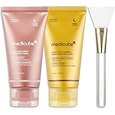 medicube Viral Glass Glow Overnight Wrapping Mask Duo: Collagen Overnight Wrapping Peel Off Facial Mask Pack and Turmeric Wrapping Peel Off Mask 2.0 and Jelly Brush, Valentines Day Gifts for Her