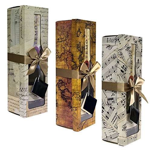 Champagne Gift Box - Pomerol Collection - Reusable - Set of 3 Assorted - Easy to Assemble -No Glue Required - Ribbon Tie and Gift Tag Included - Lid with Window Design - EZ Gift Box by Endless Art US