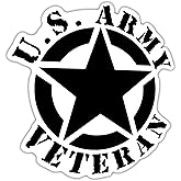 Army Veteran Star Vinyl Decal Sticker – Military Support Car, Truck, SUV, Laptop, Cup, Window, Wall – Black – 5.5 x 5.1 Inches -KCD1729B