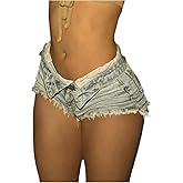 SOLY HUX Women's Y2k Distressed Mini Denim Shorts Low Waist Jeans Short Pants Party Rave Clubwear