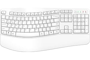 QUASIO Ergonomic Wireless Keyboard with Wrist Rest, Wave Keys, Comfortable Natural Typing, 2.4GHz Ergo Wireless Computer Keyb