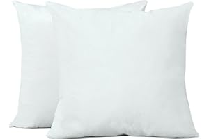 Throw Pillows (Pack of 2, White) Filled - 18 x 18 Inches Bed and Couch Pillows, Pillow Inserts Included - Indoor Velvet Decor