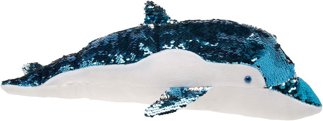 GiftsNBeyond 20” Dolphin Stuffed Animal Sequin Pillow for Couch Bed Chair Plush Stuffed Animals Toys