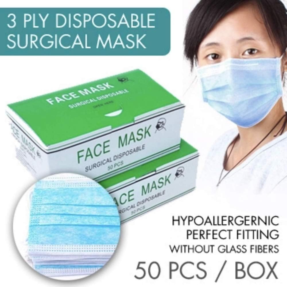 Medical Mask 50pcs, Masks for Germ Protection 3-Layer Masks Antiviral Medical Surgical for Dust Protection,Medical Masks Disposable Face Masks