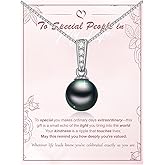 KANNSOAR Tahitian Black Pearl AAAA 18K White Gold Plated Sterling Silver Pendant Necklace for Women Wife Mom Girlfriend Her Jewelry Gift for Birthday Anniversary Christmas