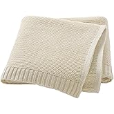 Neiwech Baby Blanket Boy Girl Cotton Knitted Soft Swaddling Receiving Baby Blankets for Newborn Toddler Crib Stroller A-Beige 30 x 40 Inch