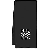 JFFTLL Black Hello Sweet Cheeks Decorative Hand Towels for Bathroom 16x24 - Funny Bathroom Decor Hand Towels, Hello Sweet Cheeks Decor, Funny Gifts